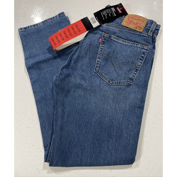 Levi's ® 505 Regular Fit Jeans Straight Leg Stretch 34x32 NWT Blue - Picture 5 of 6